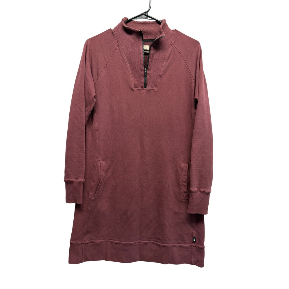 American Giant Womens Burgundy Quarter Zip Sweatshirt Dress Pockets Size M USA
